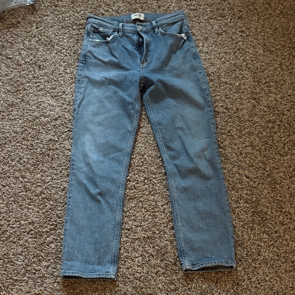Agolde womens. Light Blue Straight Jeans
